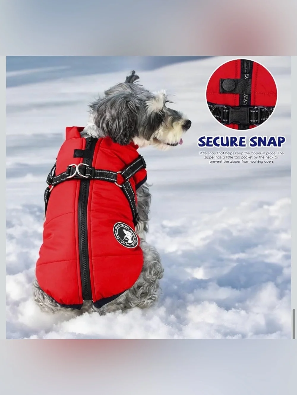 Gyuzh Dog Coat with Harness Puppy Coats Small Dog Harness Jacket Winter Waterpro